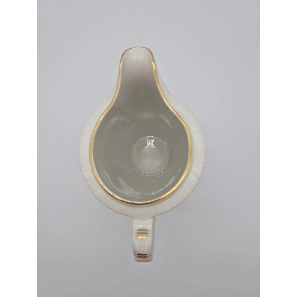 Rorstrand Sweden Porcelain Pitcher Fine China White & Gold Trim 6.5
